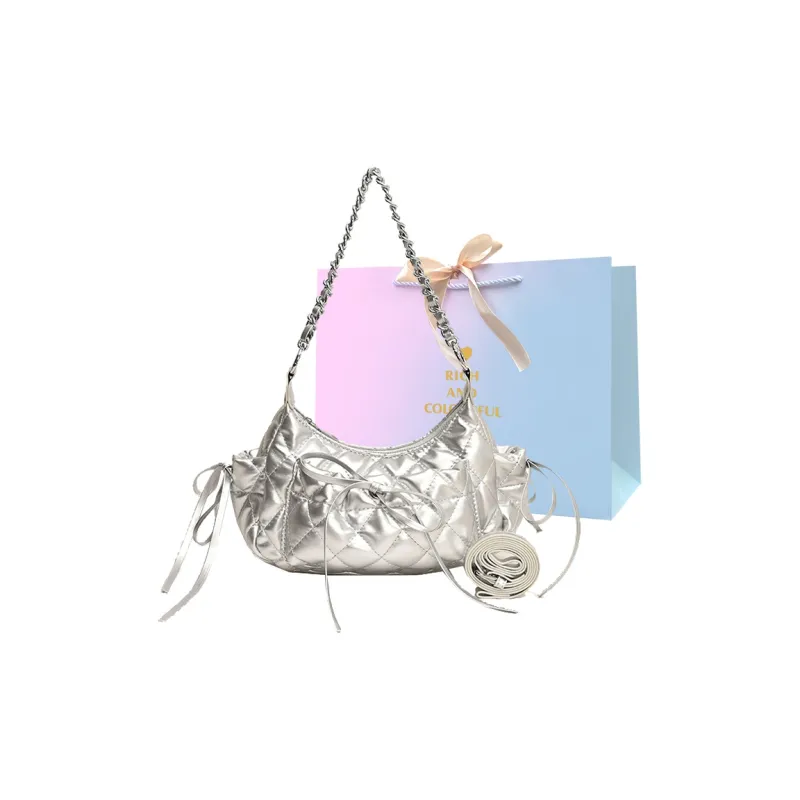 SUPERCUTE PU Shoulder Bag Portable Crossbody Bag Shoulder Bag Regular Women's Silver/Black/White-6