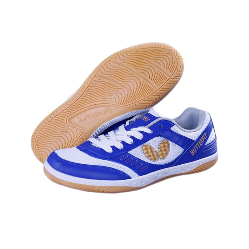 Butterfly Anti Slip Wear Resistant Low Top Training Shoes Unisex White Blue-3