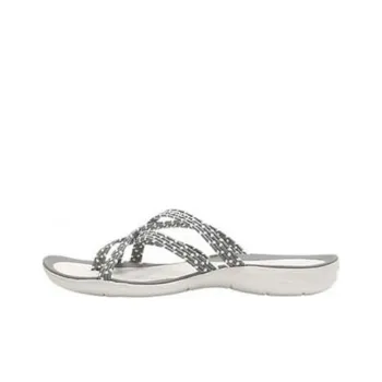 Crocs Rubber Sole Slip-Resistant Abrasion-Resistant Slide Slippers Women's Silver