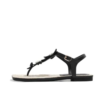 Old Meow Flat Casual One Strap Sandals Women's Black