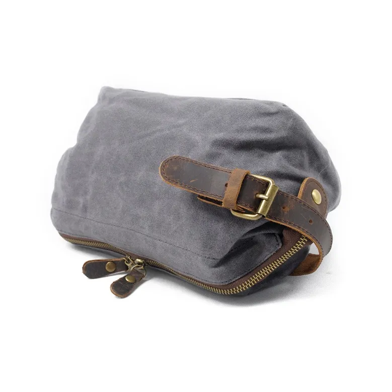 TTaG．baG Cow Leather Canvas Bag Toiletry Bag Regular Unisex Black/Dark Gray/Khaki/Army Green-4