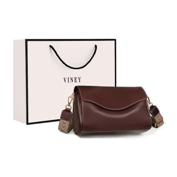VINEY Cow Leather Crossbody Bags Shoulder Bags Large Size Women's Wine Coffee