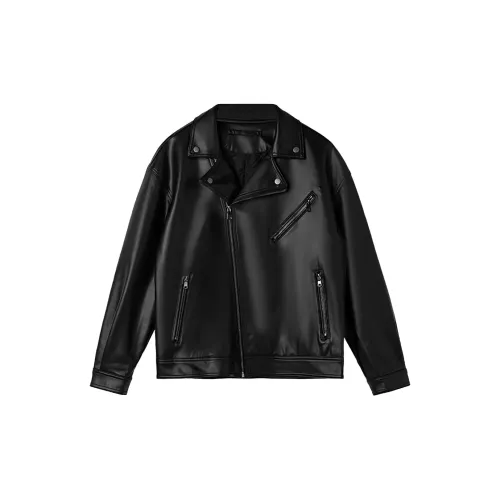 WILD LEADER Leather Jackets Men Black