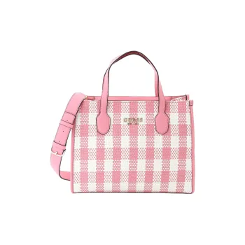 GUESS Polyurethane Tote Bag Shopping Bag Shoulder Bag Crossbody Bag Handbag Women's Pink & White