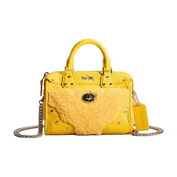 COACH Rhyder Wool Bonded Leather Shoulder Bag Crossbody Bag Women's Silver Multicolor Banana