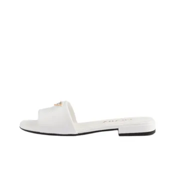 PRADA Saffiano Abrasion Resistant Slide Slippers Women's White