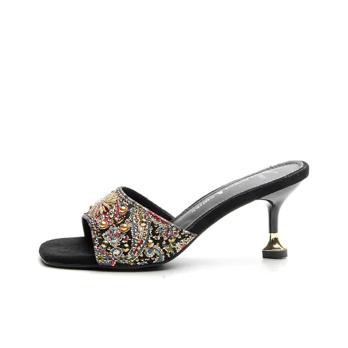 POOQ Slide Slippers Women's Apricot Color