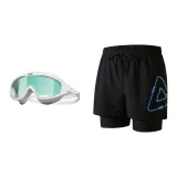 Black Blue+White/Mint Green Swim Goggles-Two-Piece Set