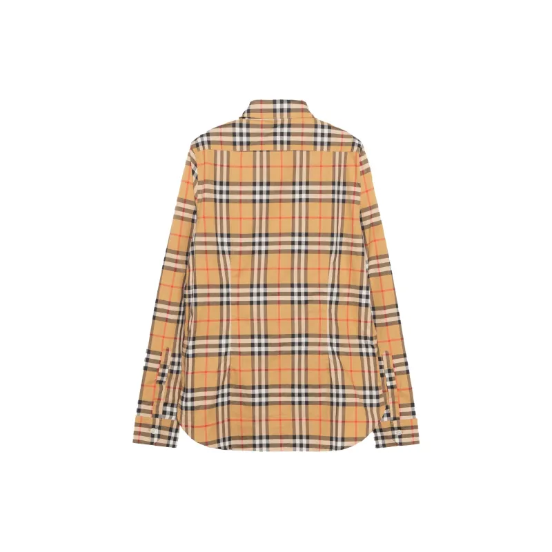 Burberry Vintage Women'ss Check Cotton Oversized Shirt Antique Yellow-1