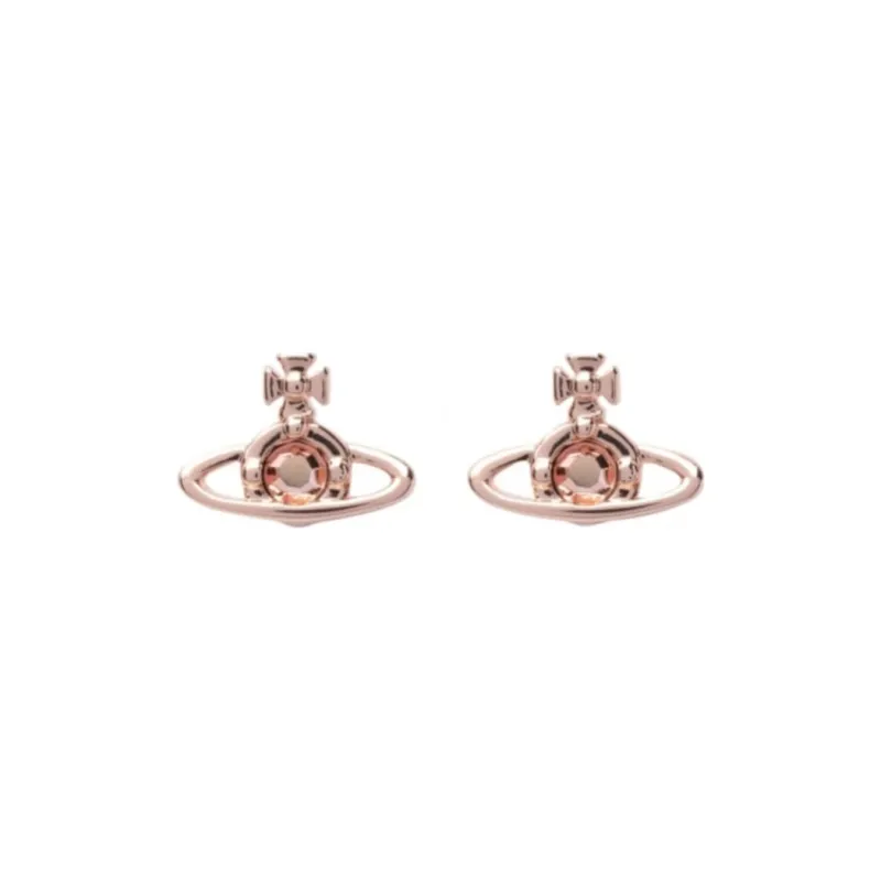 Vivienne Westwood - Saturn Rhinestone Stud Earrings Women's Gujin Diamond Gold-0