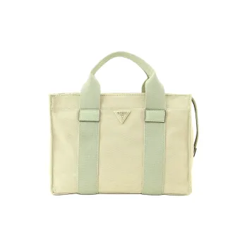 GUESS Cotton Tote Bag Shopping Bag Handbag Small Size Women's Green