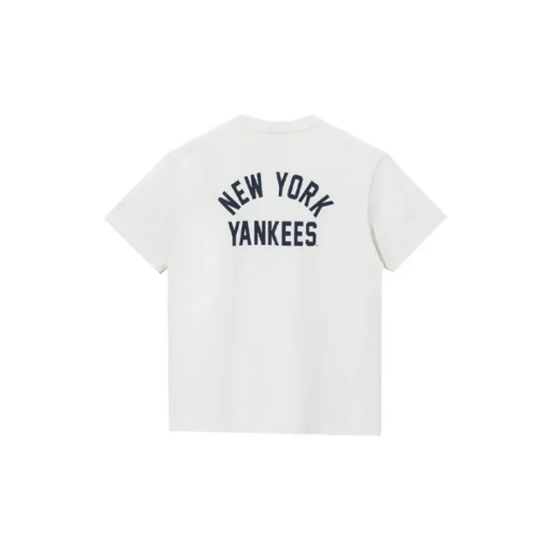 New Era Crew Neck T Shirt, Ecru Unisex-2