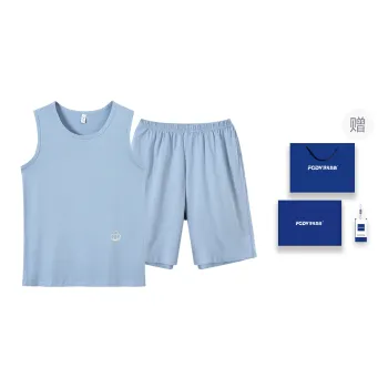 Floating Light Islands Pajama Set Men's Gift Box Set Azure