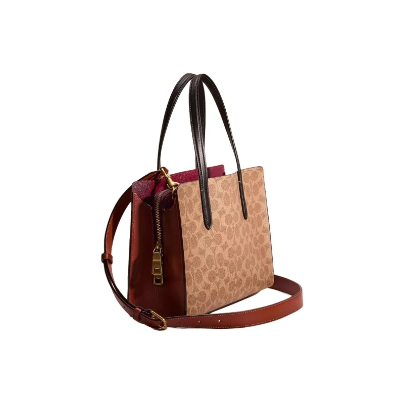 COACH Carter Canvas With Calfskin Shoulder Bag Crossbody Bag Handbag Large Size Women's Brass-1