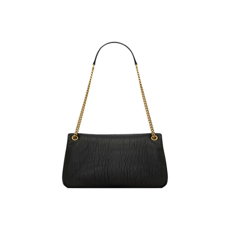 SAINT LAURENT Grained Sheepskin Handbag Shoulder Bag Women's Black-4