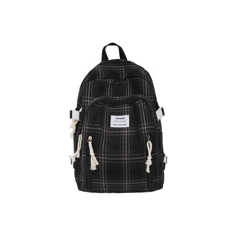 MOK Cotton Linen Blend Backpack Unisex Ecru/Gray/Black/Green-4