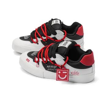 MINISO Low Top Skateboard Shoes Unisex Black Red