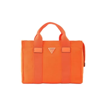 GUESS Cotton Tote Bag Shopping Bag Handbag Small Size Women's Orange