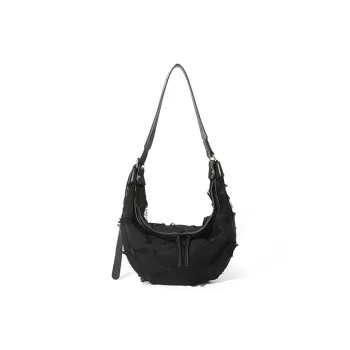 MASTER CANVAS Fabric Semi-Round Shoulder Bag Dumpling Shoulder Bags Regular Women's Black