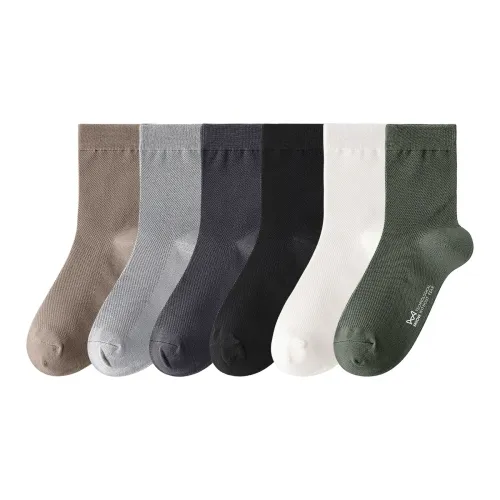 MIIOW Mid Calf Socks Men's 6 Pack Mixed Color