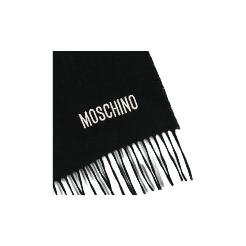 MOSCHINO Logo-embroidered Merino Wool Scarf-1
