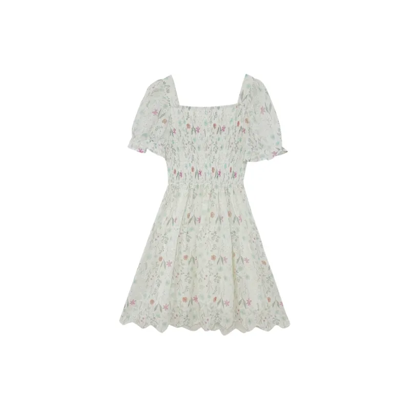 Icicofficial Short Sleeved Dress Women's Embroidery Print-1