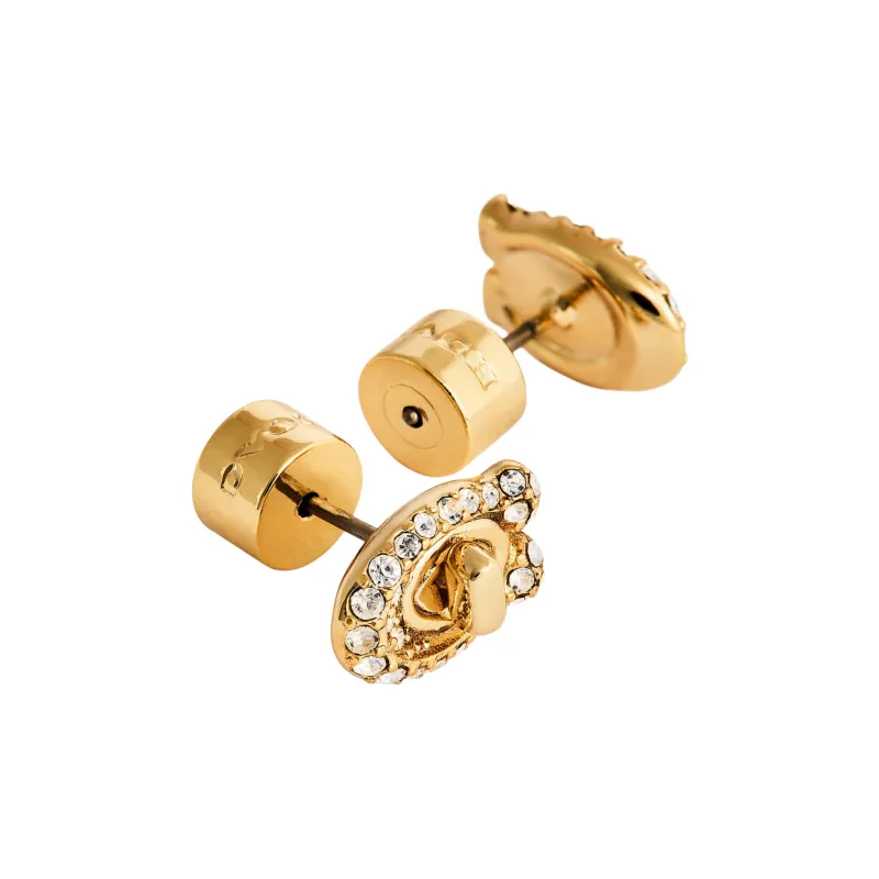 COACH Brass Stud Earrings Women's Gold-2