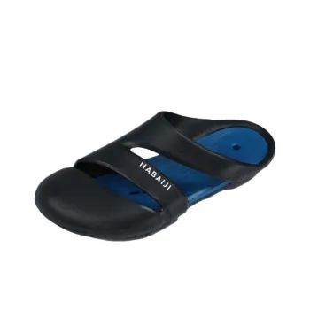 DECATHLON Abrasion-Resistant Slip-Resistant Pool Closed-Toe Slippers Unisex Ink Black Blue