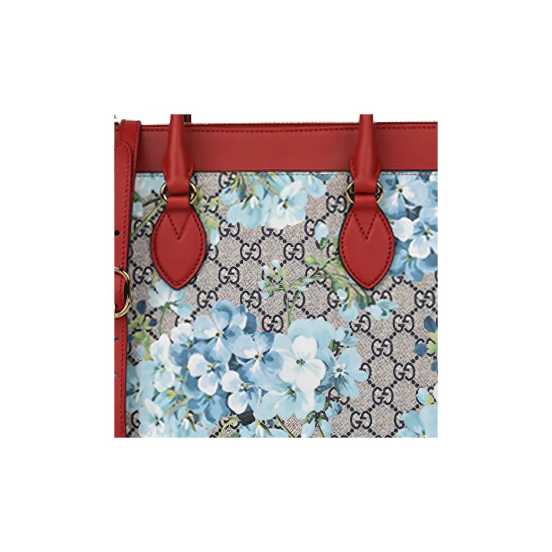 GUCCI GG Blooms Canvas With Leather Shoulder Bag Crossbody Bag Handbag Women's Red+Khaki Print-6