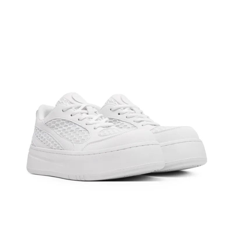 Angelmi Anti Slip Wear Resistant Low Top Skateboard Shoes Unisex White-2