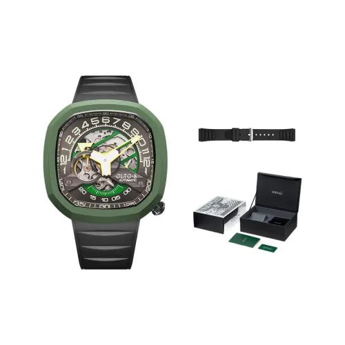 OLTO 8 INFINITY Collection Wrist Watch Automatic Mechanical Movement Rubber Strap Cut Out Dial Men's Watches