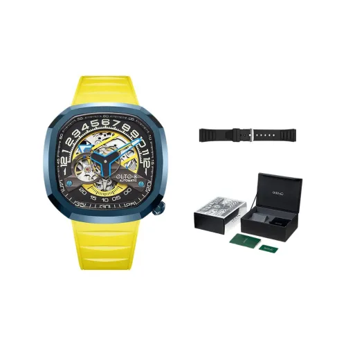 OLTO 8 INFINITY Collection Wrist Watch Automatic Mechanical Movement Rubber Strap Cut Out Dial Men's Watches