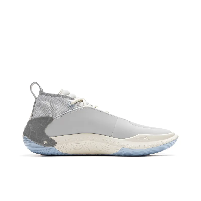LiNing Wow11 Cushioning Wear-Resistant Lightweight Rebound Mid-Top Basketball Shoes Men's Gray White-1