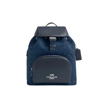 COACH Fabric With Cow Leather Backpack Tubas Unisex Denim With Deep Denim