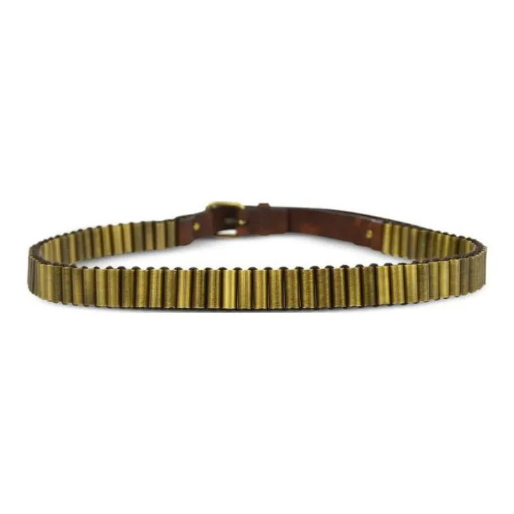 CELINE Embellishment Detail Leather Leather Belts Women's Caramel Brown Width: 2cm-1
