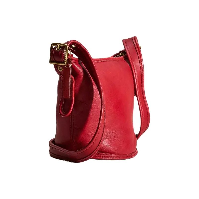 COACH Glove Tanned Leather Shoulder Bag, Crossbody Bag Medium Size Women's Red-1