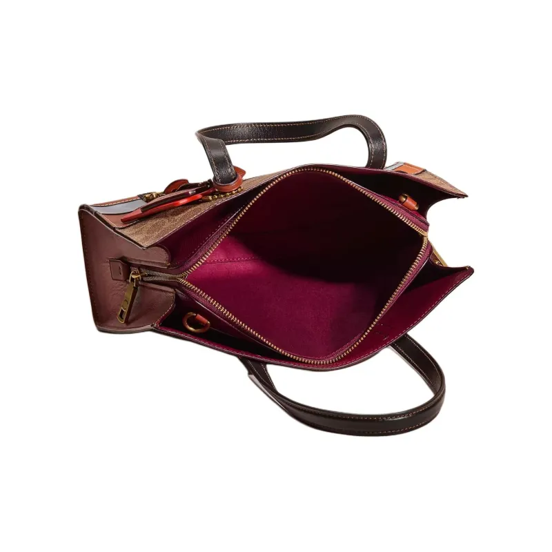 COACH Carter Canvas With Calfskin Shoulder Bag Crossbody Bag Handbag Large Size Women's Brass-2