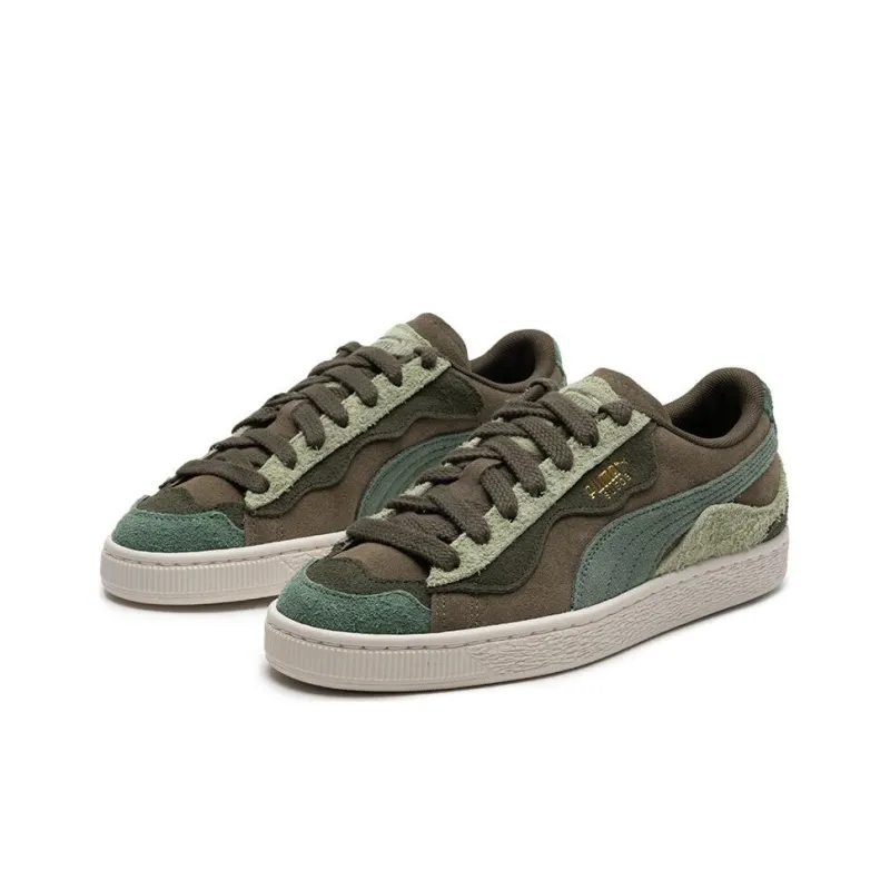 PUMA Suede Trippy Low Top Skateboard Shoes Unisex Army Green Olive Green-1