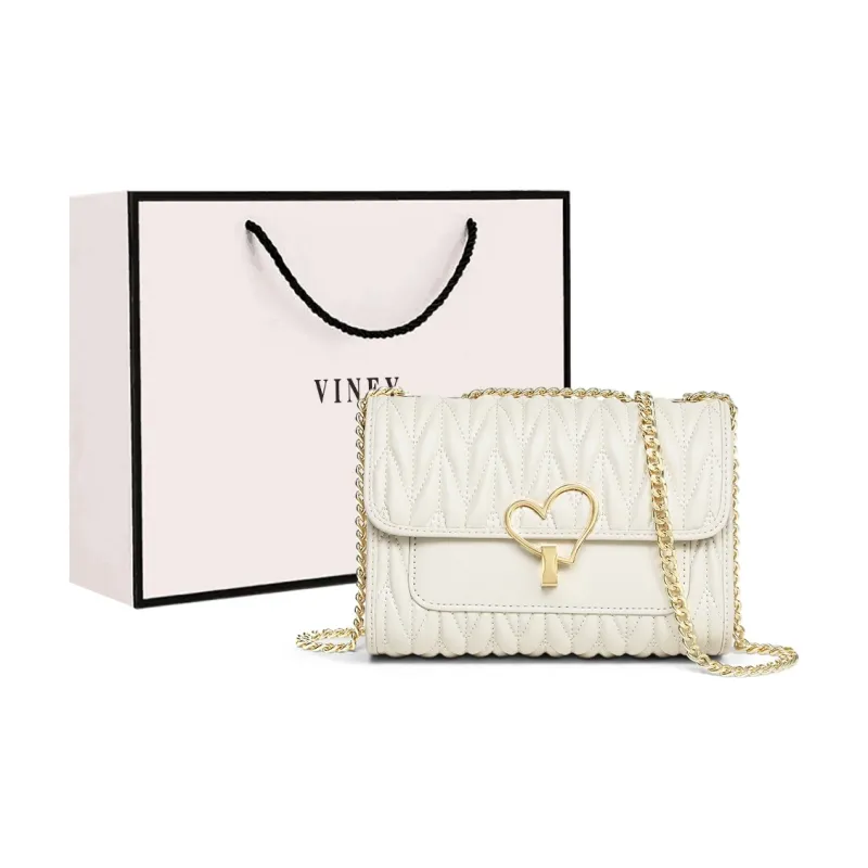 VINEY Cow Leather Crossbody Bag, Shoulder Bag Trumpets Women's White/Black-9