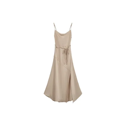 HUINIAN Slip Dresses Women's Champagne Gold