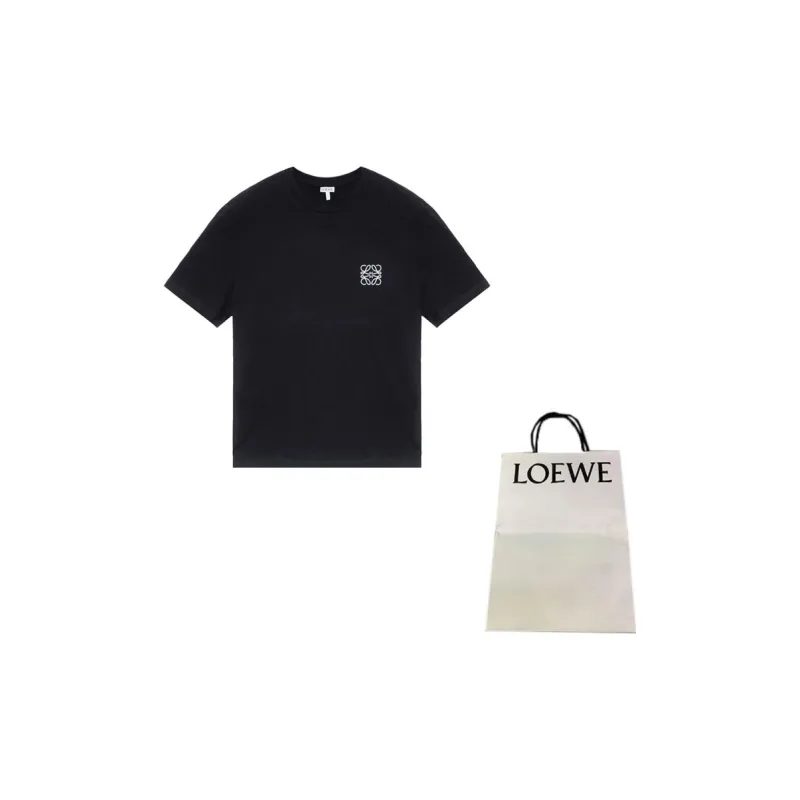 LOEWE Logo Embroidered Crewneck T Shirt-4