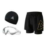 Black Gold+White Swim Goggles+Swimming Cap-Three-Piece Set