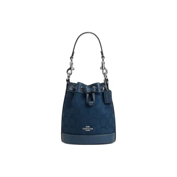 COACH Fabric With Cow Leather Bucket Bag, Handbag, Shoulder Bag Mini Women's