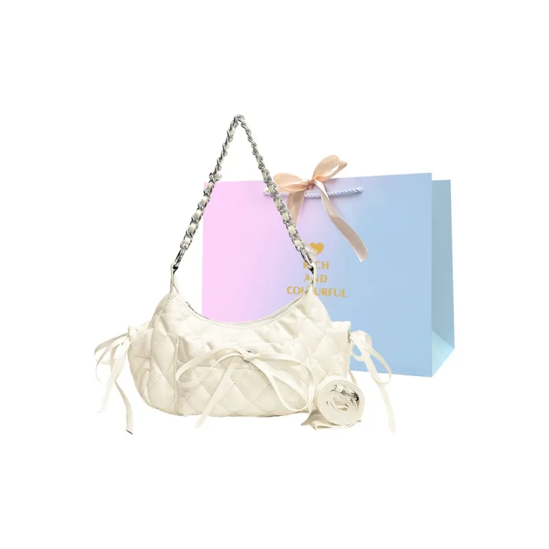 SUPERCUTE PU Shoulder Bag Portable Crossbody Bag Shoulder Bag Regular Women's Silver/Black/White-0