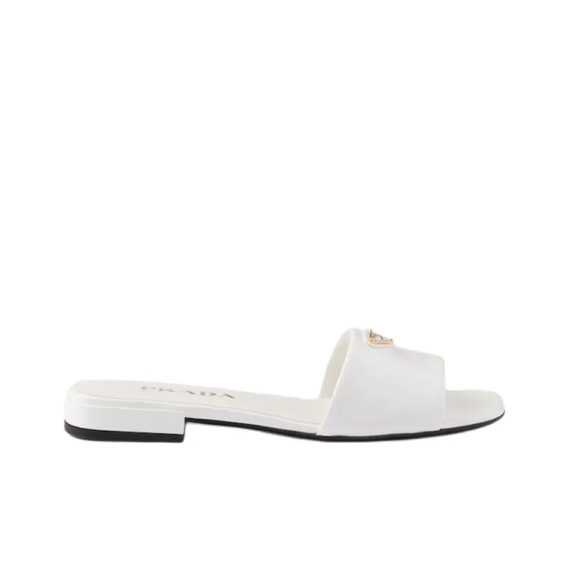PRADA Saffiano Abrasion Resistant Slide Slippers Women's White-1