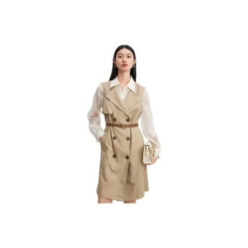 DESIGNICE Two Piece Skirt Sets Women's Milk Tea Beige