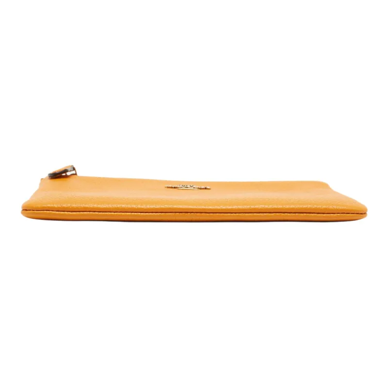 COACH Wristlet Leather Clutch Small Size Women's Orange-3