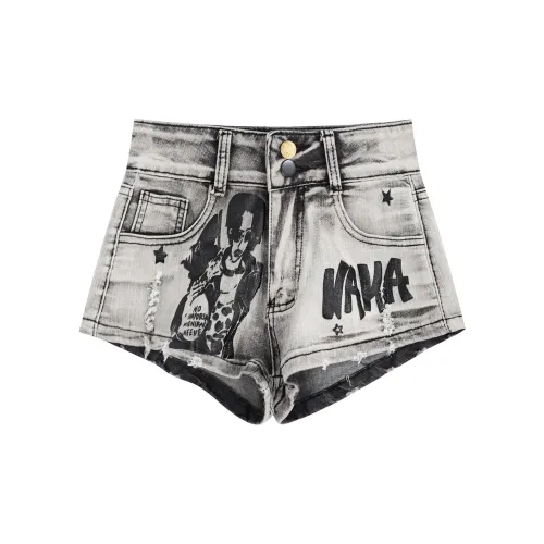 Garbege Denim Shorts Women's Black Gray