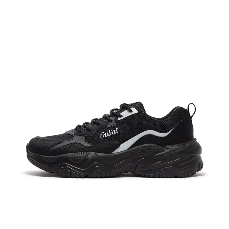 361° Wear Resistant Breathable Height Increasing Low Top Chunky Sneakers Men's Black Silver-0