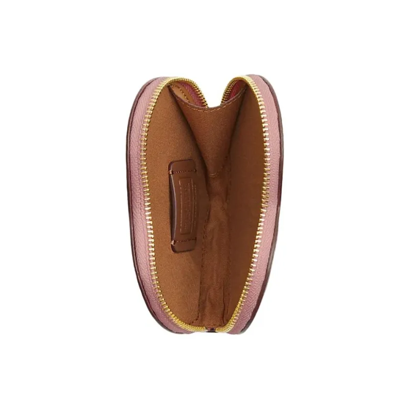 COACH Observed By Us Collaboration Heart Artificial Leather Coin Purse Mini Women's Light Khaki & Light Pink-1